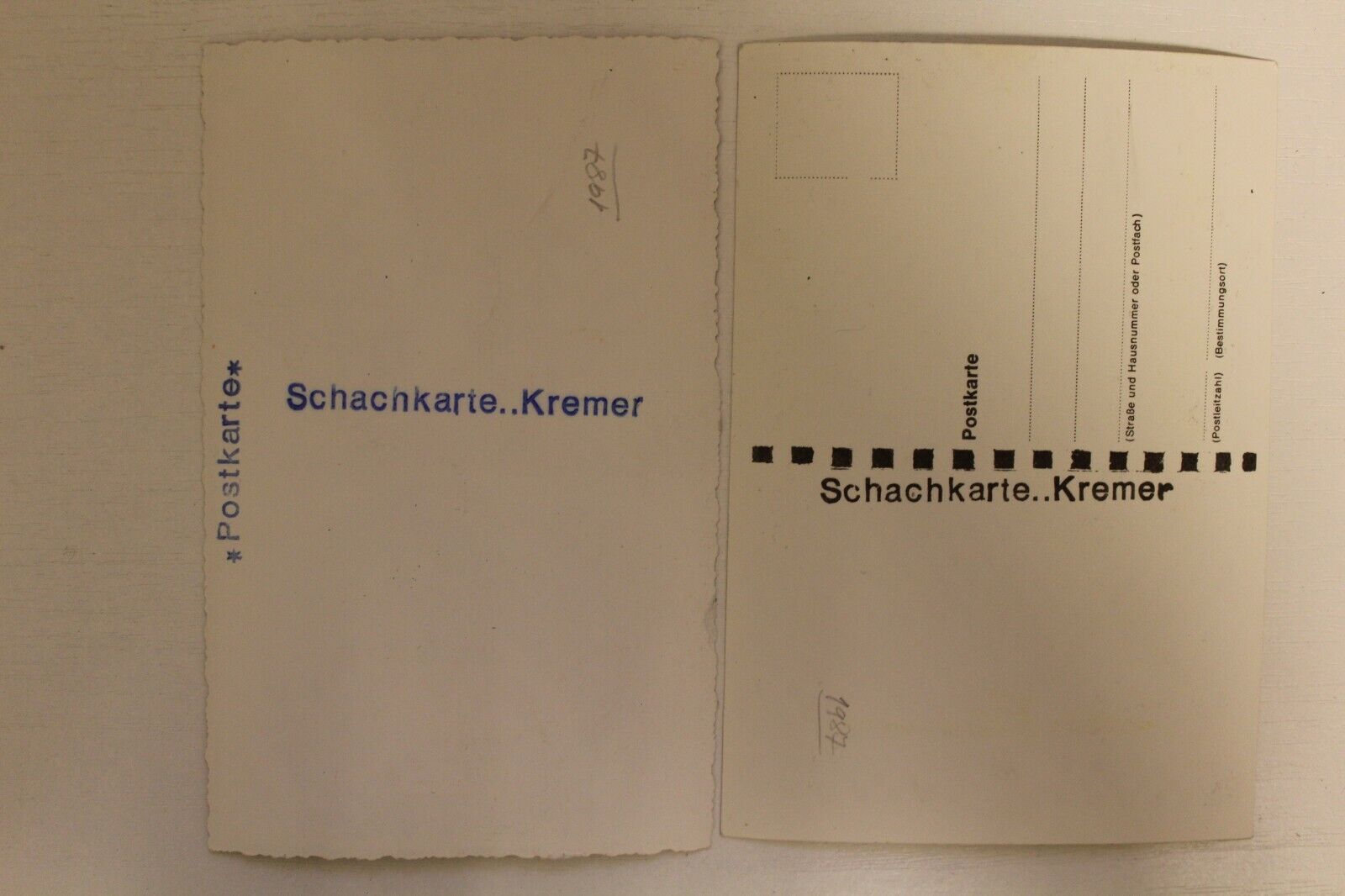 10687.2 German Chess Postcards. Kremer. Karpov-Kasparov. 1987