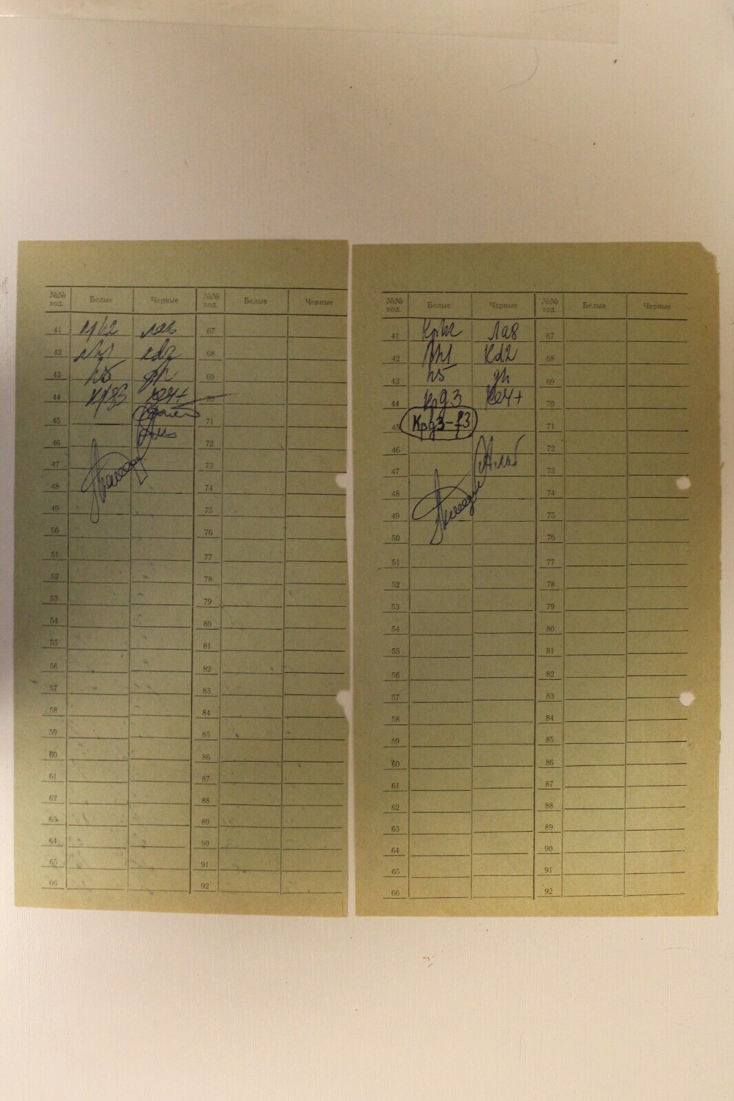 10699.2 Soviet Chess Score Sheets Belyavsky-Alburt. Daugavpils 1974