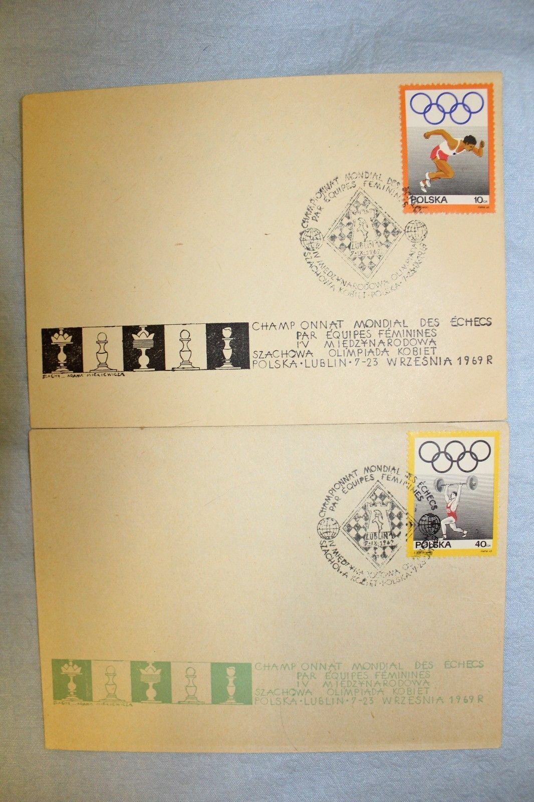 10746.6 Polish Chess Envelopes. From the collection of Zatulovskaya. 1969