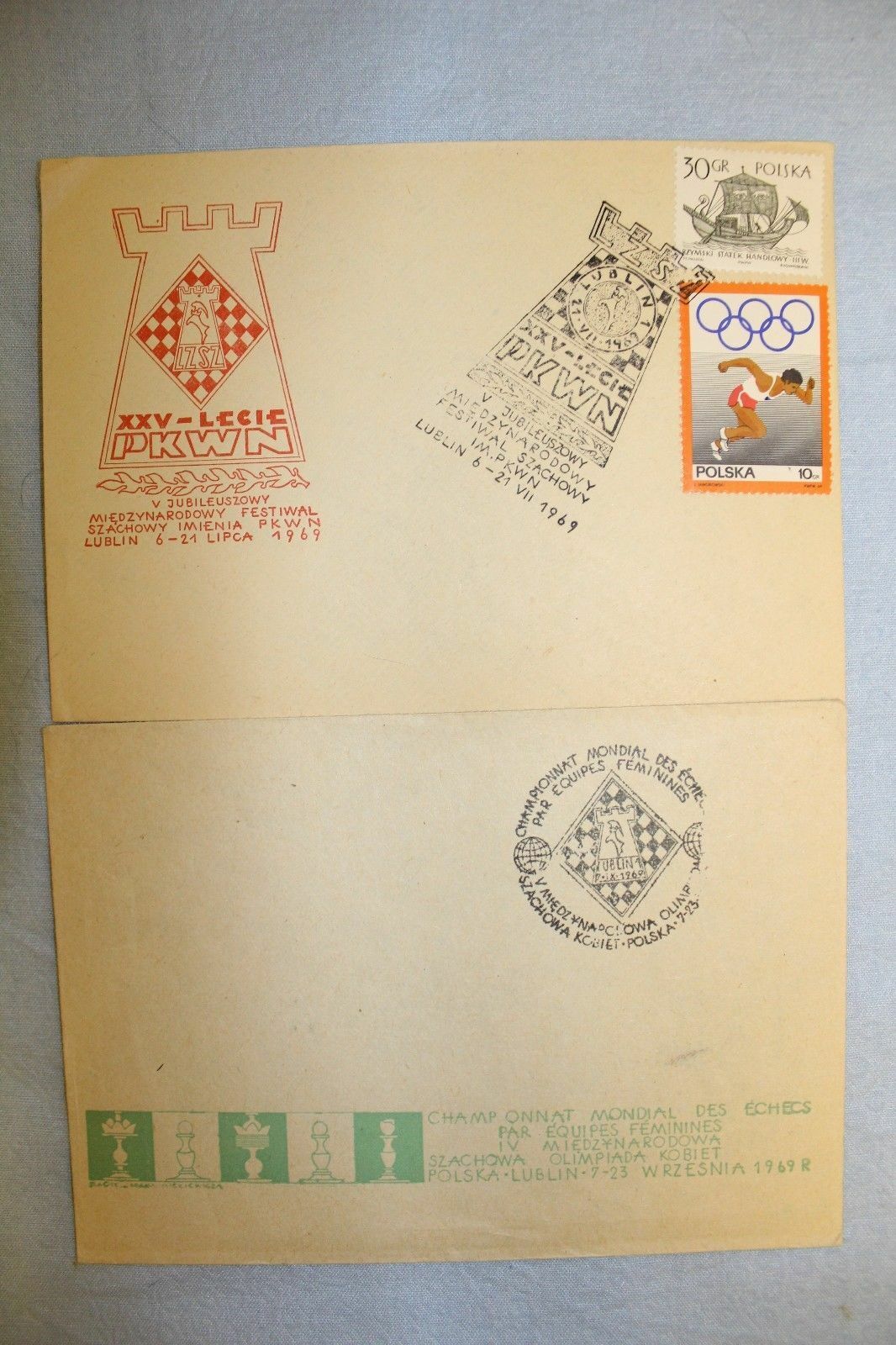 10746.6 Polish Chess Envelopes. From the collection of Zatulovskaya. 1969