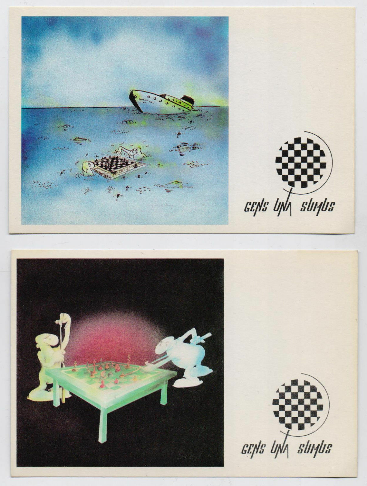 10749.8 Chess Postcards. Yugoslavia. Designer: Jovan Prokopljevic