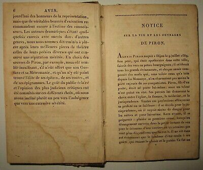 10806.Antique Franch Book: Alexis Piron. Oeuvres choisies. Tome premier. Paris, 1817