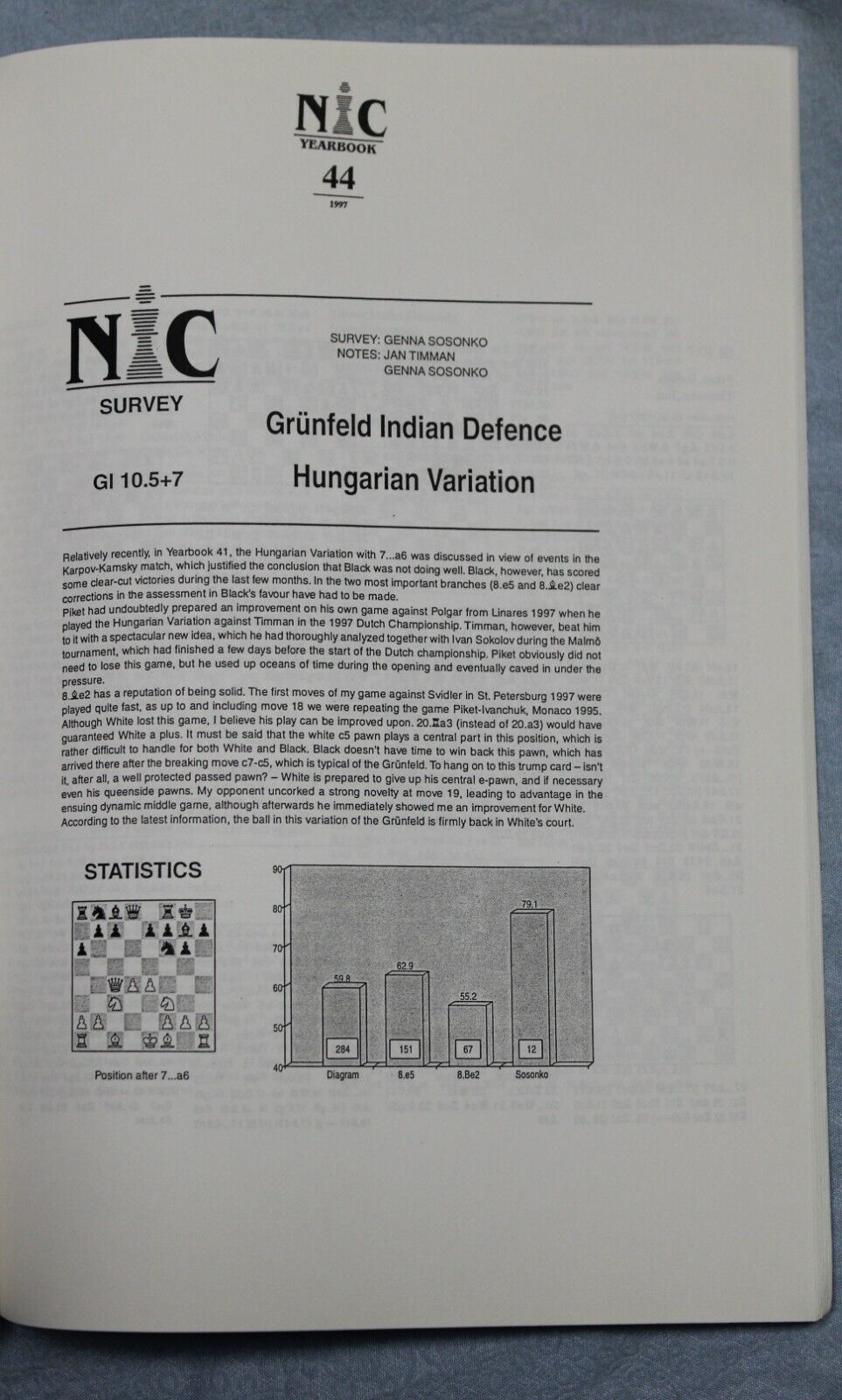 11074.Chess Book: Grunfeld Defence, Annotated games, Chess Informant&NIC Yearbook, 199