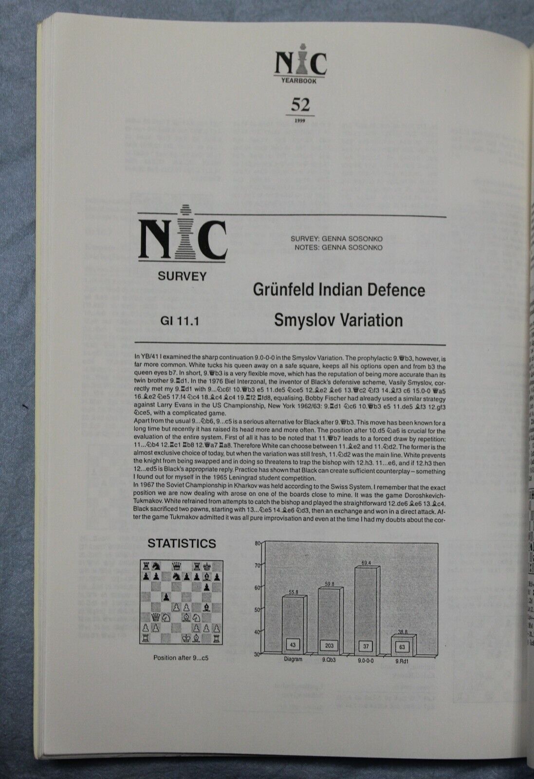 11074.Chess Book: Grunfeld Defence, Annotated games, Chess Informant&NIC Yearbook, 199