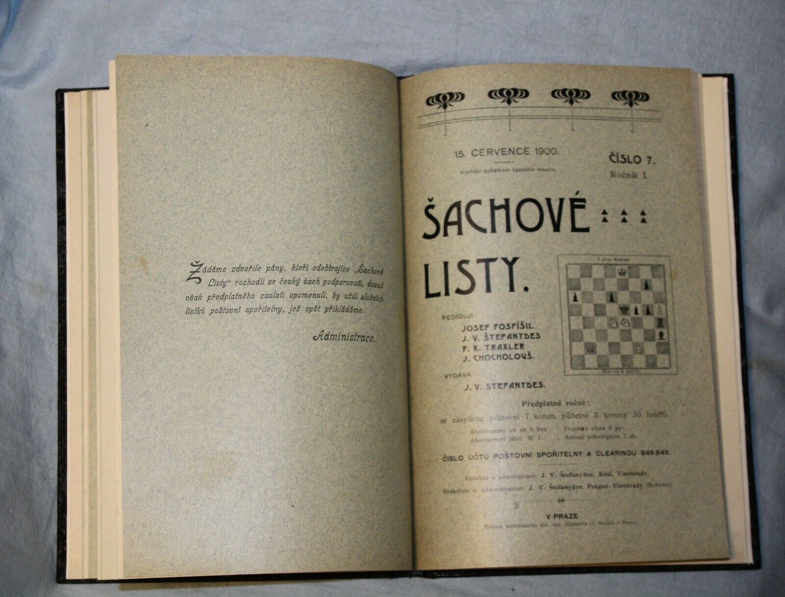 11264.Czech chess magazine:Sachove Listy. All issues.1900-1902.Baturinsky–Karpov lib.