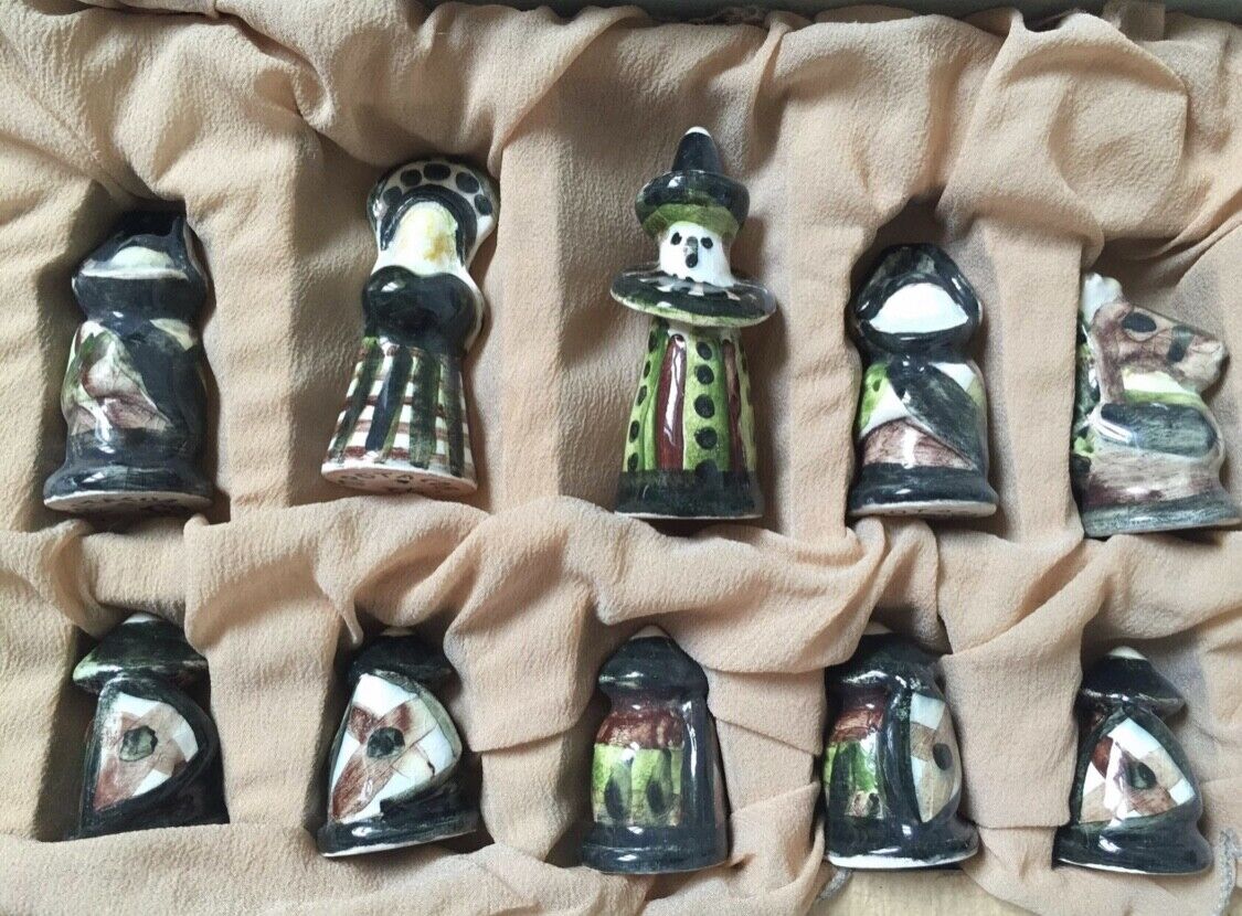 11613.Russian Сeramic Chess Pieces. Unique handmade work