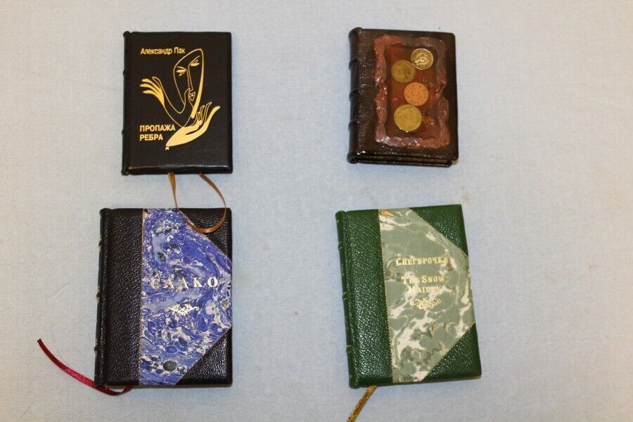 11623.Set 16 mini-books Pushkin, Lermontov etc. Handmade binding. 1997-2006