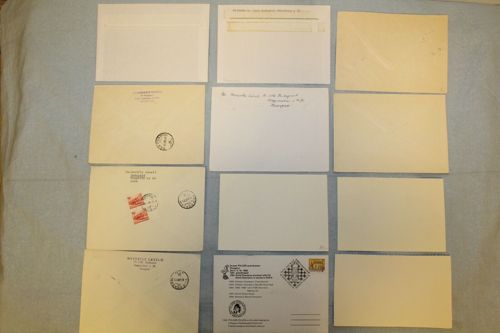 11655.Set of 66 Hungarian Chess envelopes and postcards