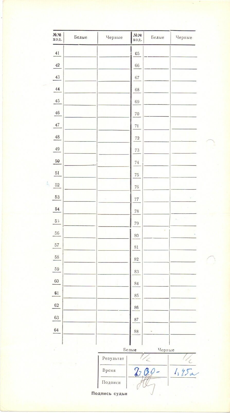 11822.Soviet Chess Scoresheet: Padevsky – Liberzon.1963