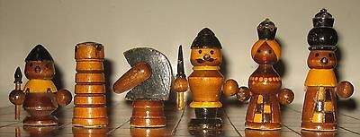 11877.Soviet Wooden Сhess Set in Fantastic Style. 1960s. USSR