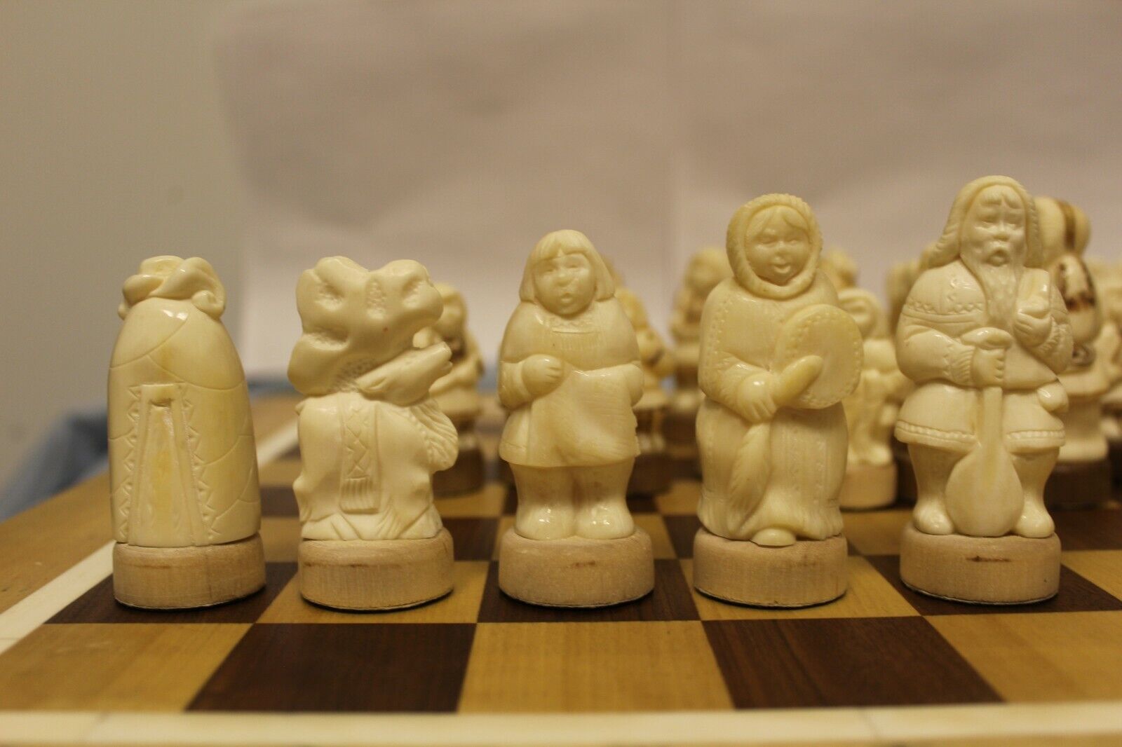 11921.Vintage Chess Pieces from Nothern Part of Russia. Extremely delicate work