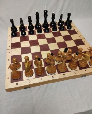 Wooden chess with a board. USSR