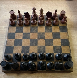 Antique pre-revolutionary wooden chess