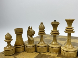 Wooden chess set in the USSR in the 1950s