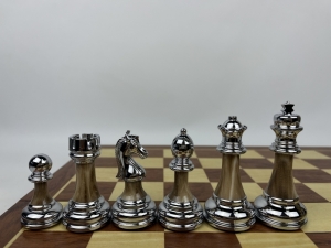 High quality acrylic metal heavy chess pieces with wooden board